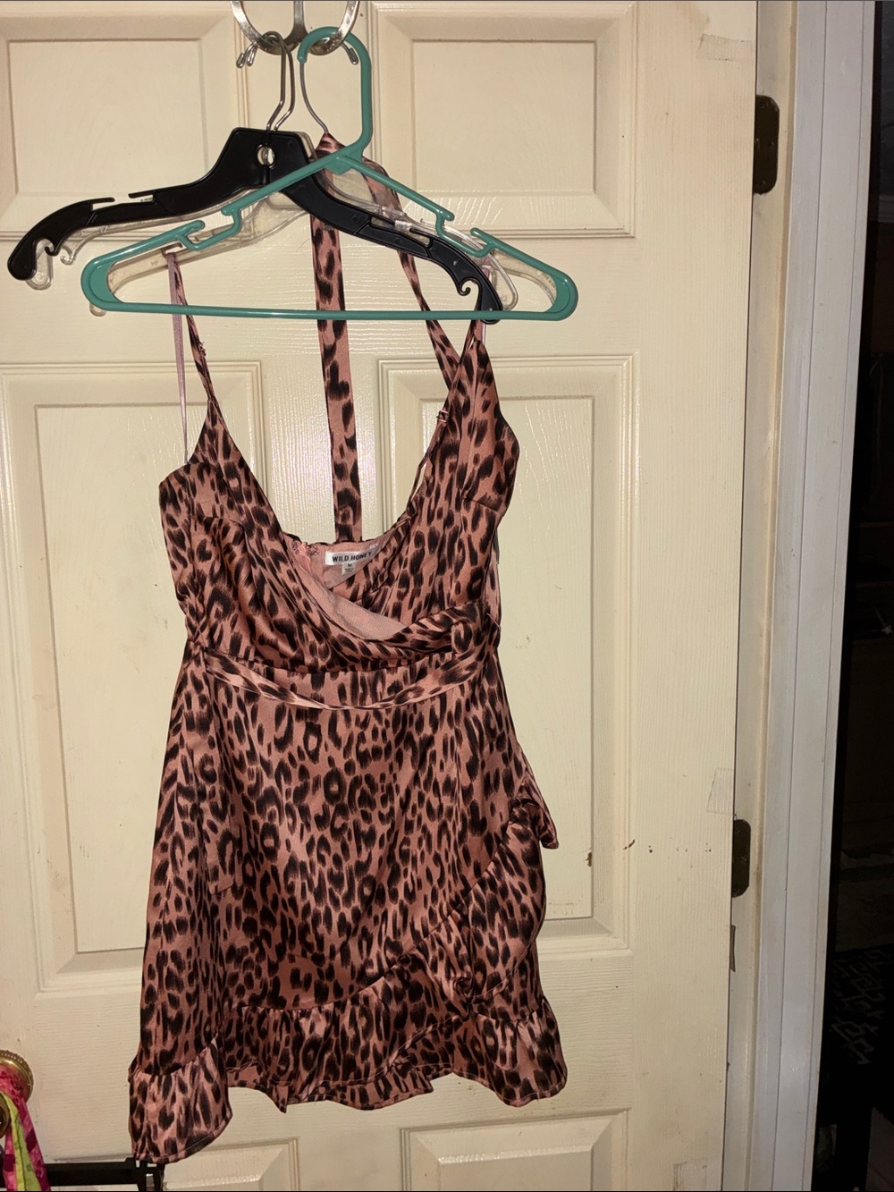 Wild Honey Leopard-Print Mini Slip Dress sz medium M